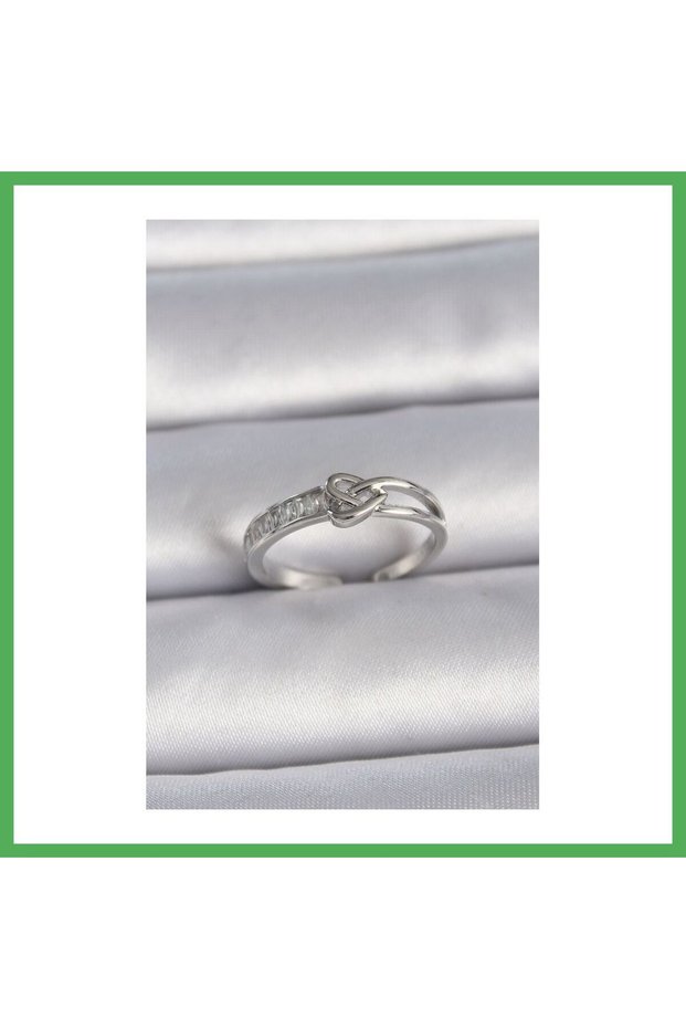 Brass Silver Color Adjustable Zircon Stone Knot Model Women's Ring Bezoss