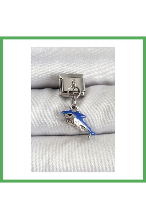 316L Steel Dangle Shark Model Silver Color Nomination Charm Bezoss