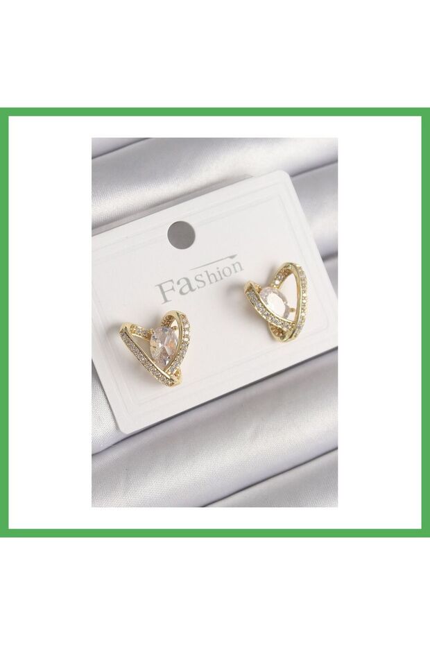 Brass Gold Color Zircon Stone Model Women's Earrings Bezoss