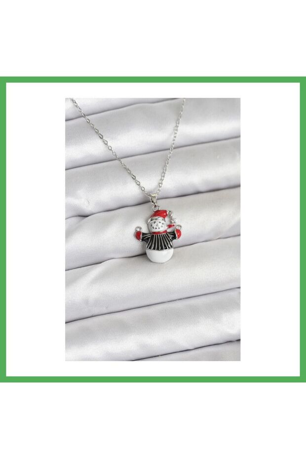316L Steel Chain Silver Color Snowman Figured Christmas Themed Women's Necklace Bezoss
