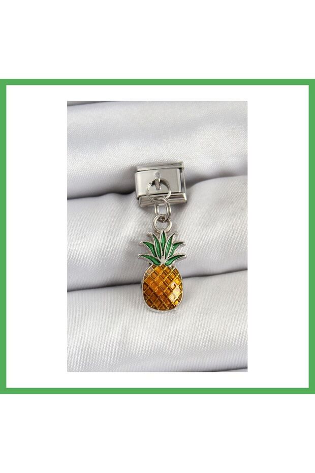 316L Steel Dangle Pineapple Model Silver Color Nomination Charm Bezoss