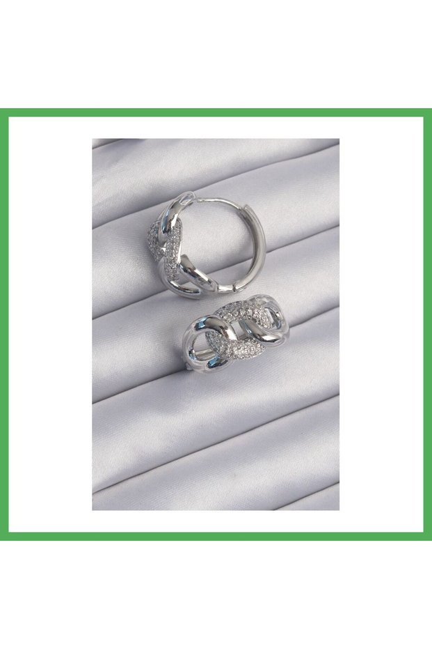 Brass Silver Color Zircon Stone Milky Way Earrings Bezoss