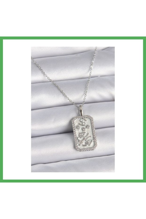 316L Steel Silver Color Chain Crab Sign Zircon Stone Women's Necklace Bezoss