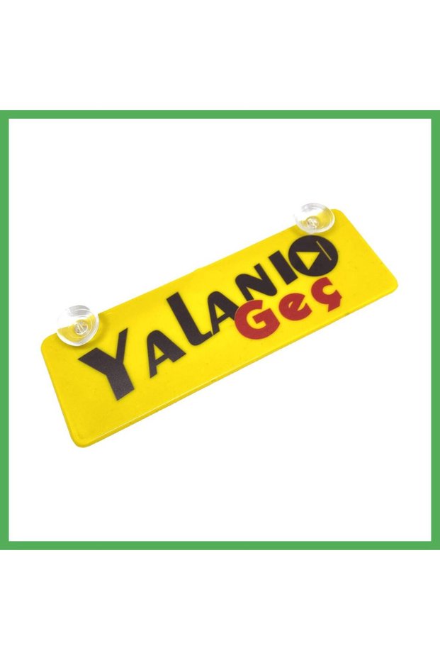 Yellow Decorative Plate with the Word "Lie" Written on It, Glass Ornament with Suction Cup 22X7.5Cm Bezoss