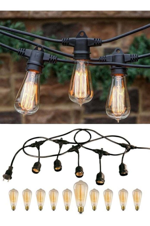 MODI 5Meter Vintage Warm White LED String Light Set – 5M Cable with 10 Bulb Holders + 10