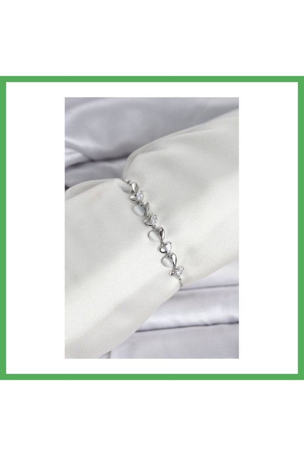 Silver Color Zircon Stone Row Drop Model Elevator Women's Bracelet Bezoss
