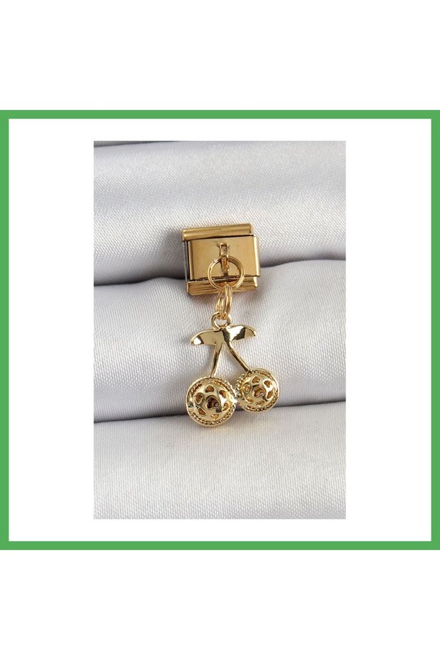 316L Steel Dangle Zircon Stone Bow Model Gold Color Nomination C316L Çe Bezoss