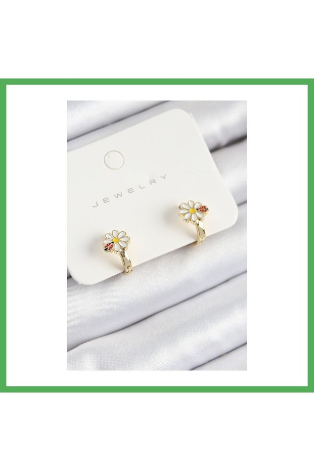 Brass Daisy Model Gold Color Children's Earrings Bezoss