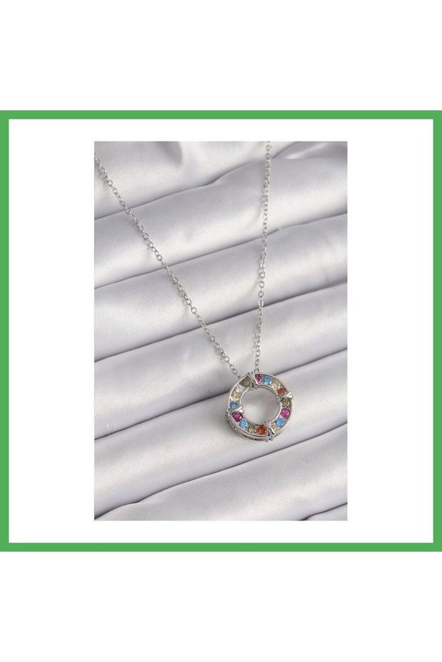 316L Steel Silver Color Chain Colorful Zircon Stone Xoxo Model Women's Necklace Bezoss
