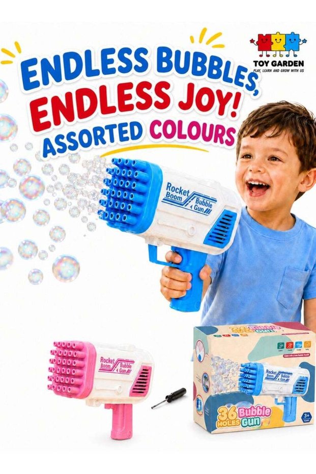 36-Hole Electric Bubble Gun for Kids, Automatic Bubble Blower Machine, Handheld Bubble
