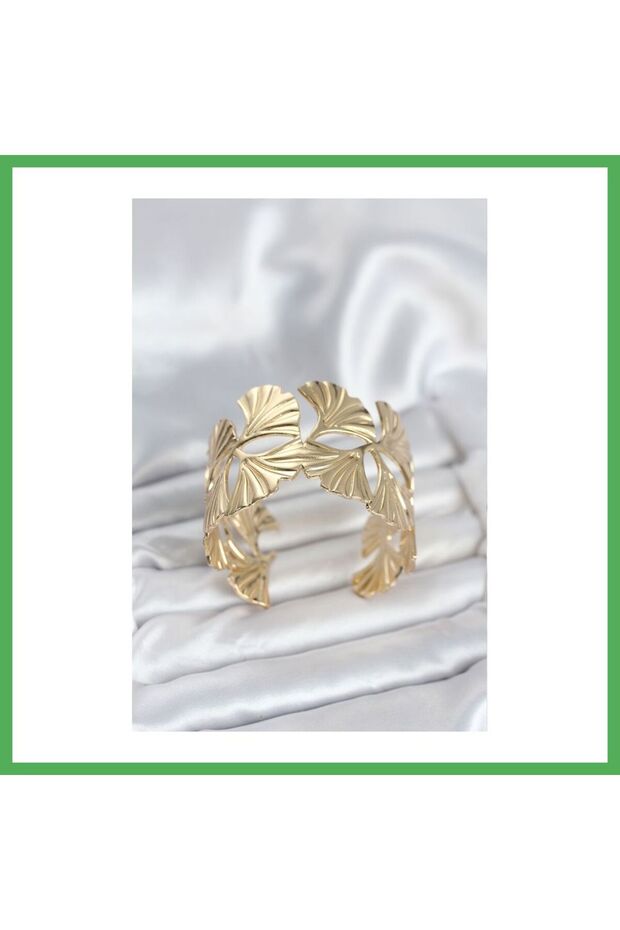 Brass Gold Color Sheet Fan Model Women's Bracelet Bezoss