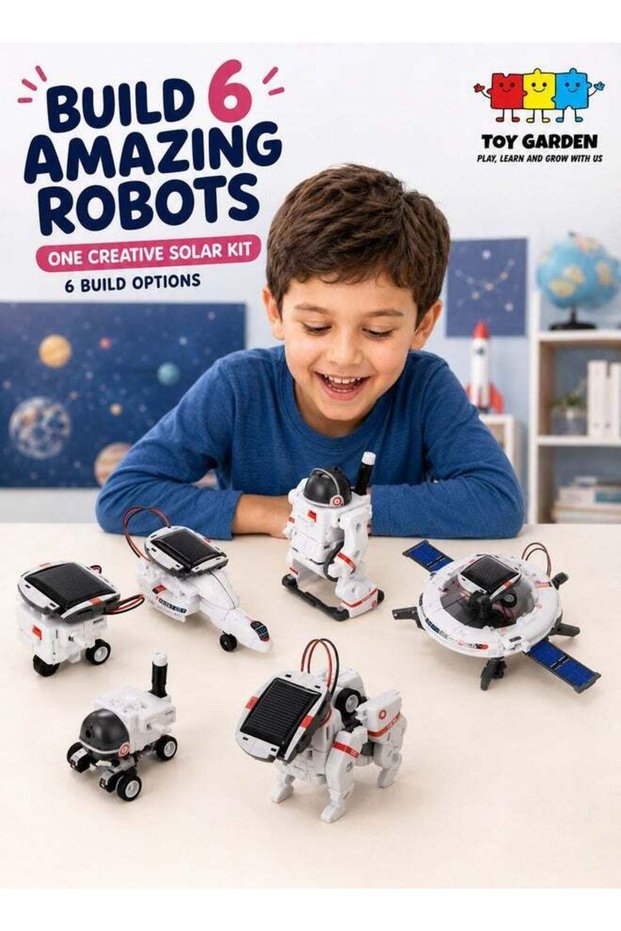 Solar Robot Toys 6 in 1 STEM Learning Kits Educational Space Moon Exploration Fleet