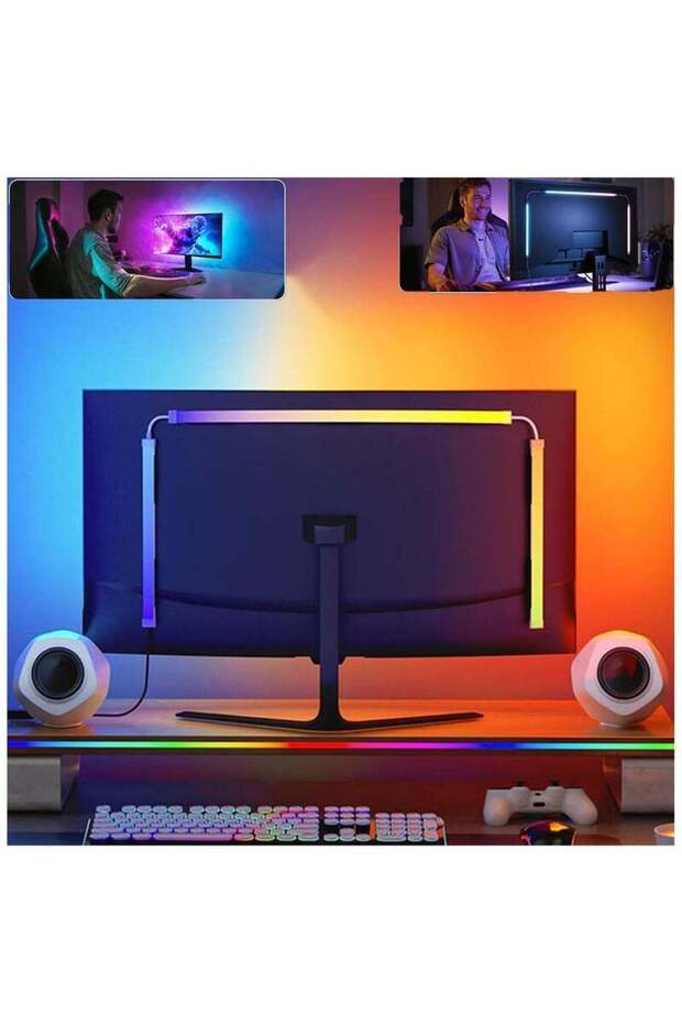ALAMAREQ Gaming Monitor Led Backlights, LED Strip Light Sync with Screen Color & Music for Games