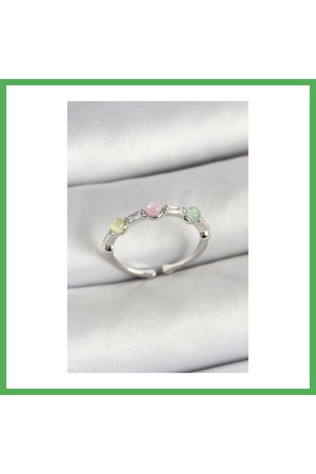 Brass Row Beads Figured Zircon Stone Silver Color Adjustable Women's Face Bezoss