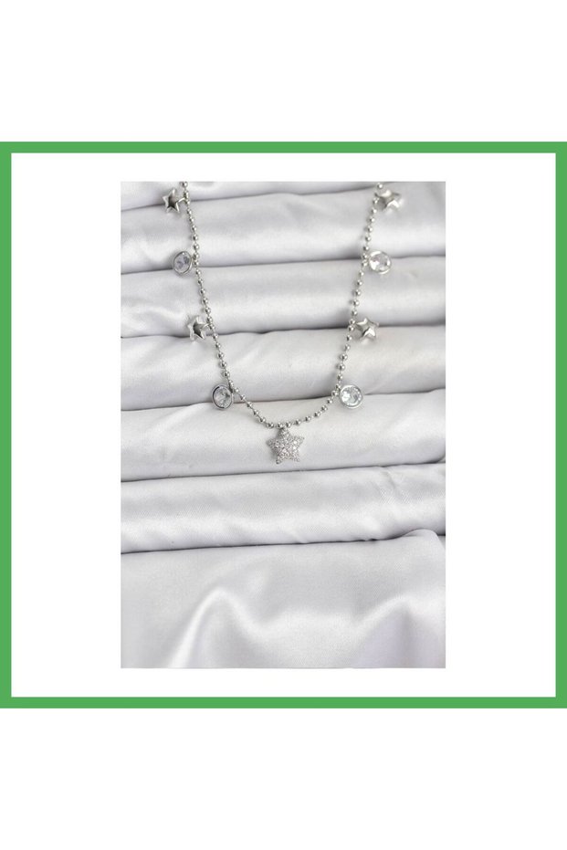 Brass Silver Color Star Model Women's Necklace Bezoss