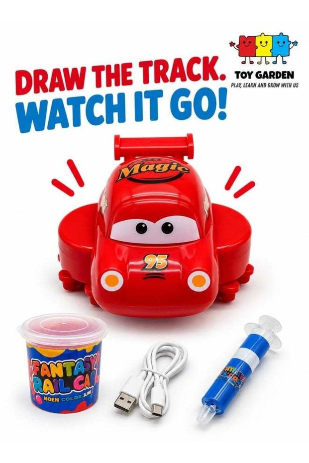 DIY Slime Track Car Making Kit, Creative Self Driving Track Car with Slime Rail Track