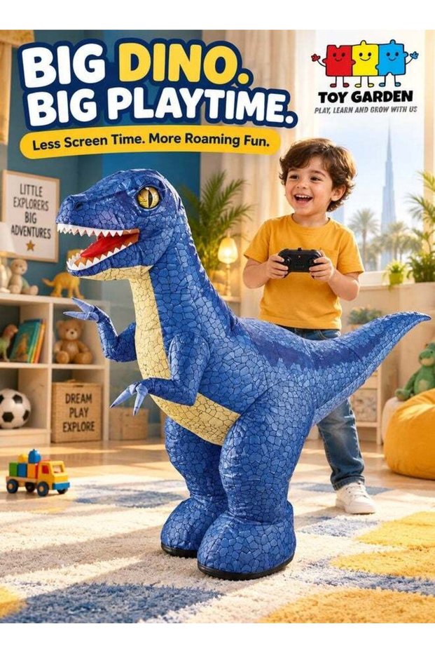 2.4G Remote Control Inflatable Dinosaur Toy for Kids, Giant Walking RC Dinosaur with