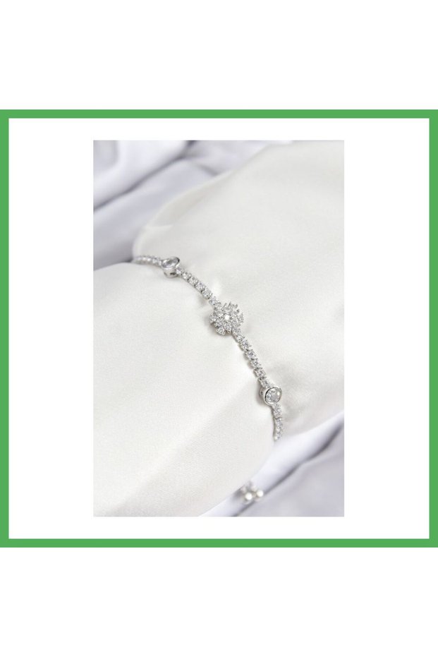 Brass Zircon Stone Snowflake Model Silver Color Elevator Women's Bracelet Bezoss