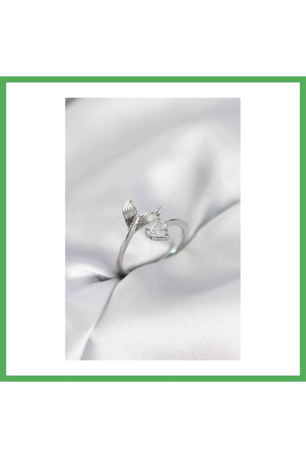 Fish Tail Model Silver Color Zircon Stone Women's Ring Bezoss