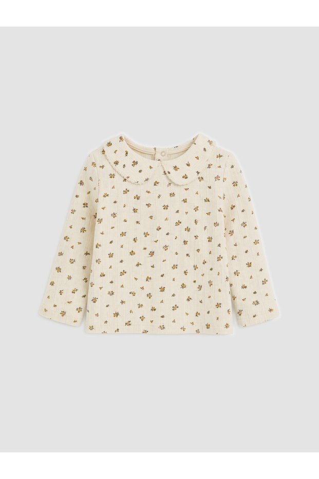 Seray New Season Ecru Baby Collar T-Shirt for Girls