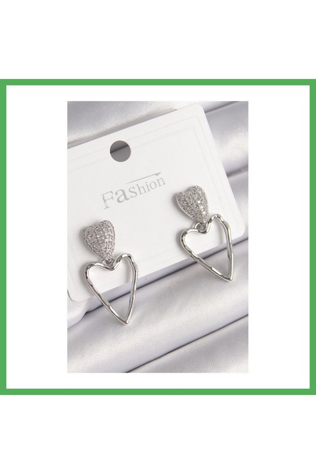 Brass Silver Color Zircon Stone Model Women's Earrings Bezoss