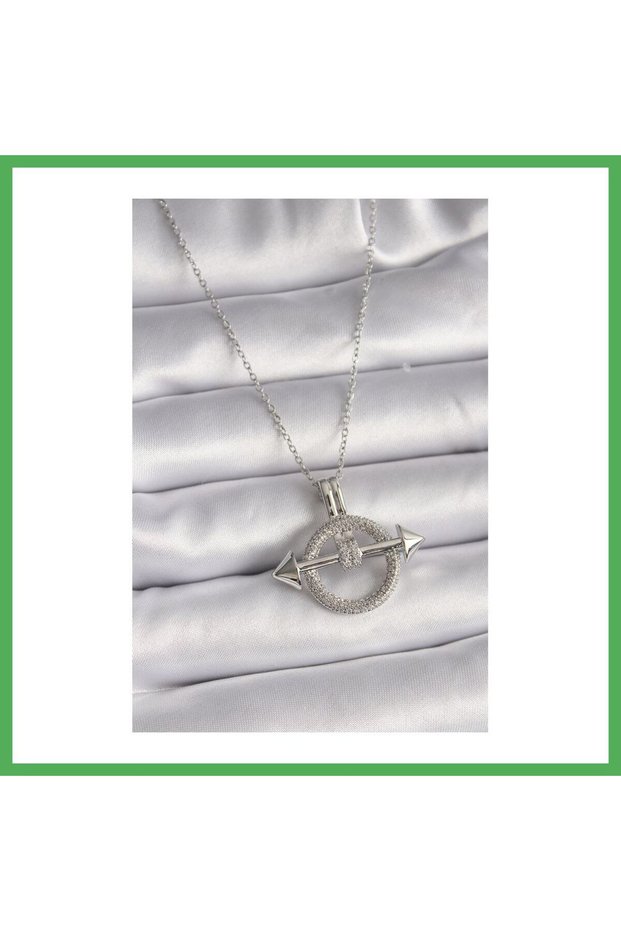 316L Steel Silver Color Chain Zircon Stone Ring Model Women's Necklace Bezoss
