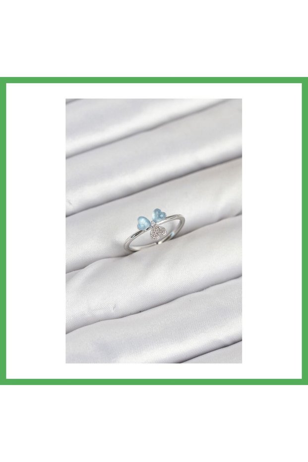 Brass Silver Color Clover Model Women's Ring Bezoss