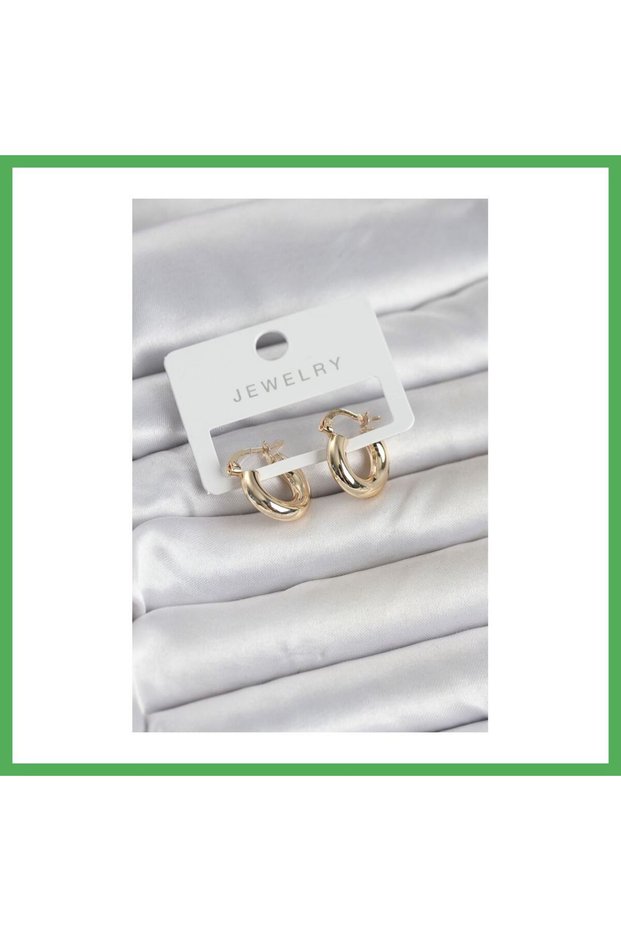 Gold Color Brass Hoop 15 mm Women's Earrings Bezoss