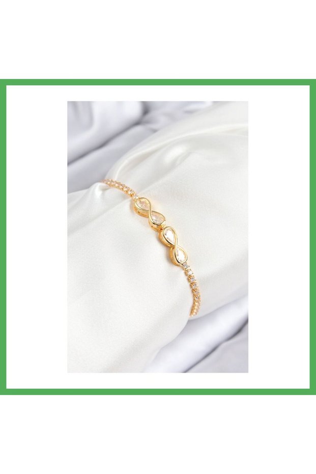 Brass Zircon Stone Infinity Model Gold Color Elevator Women's Bracelet Bezoss