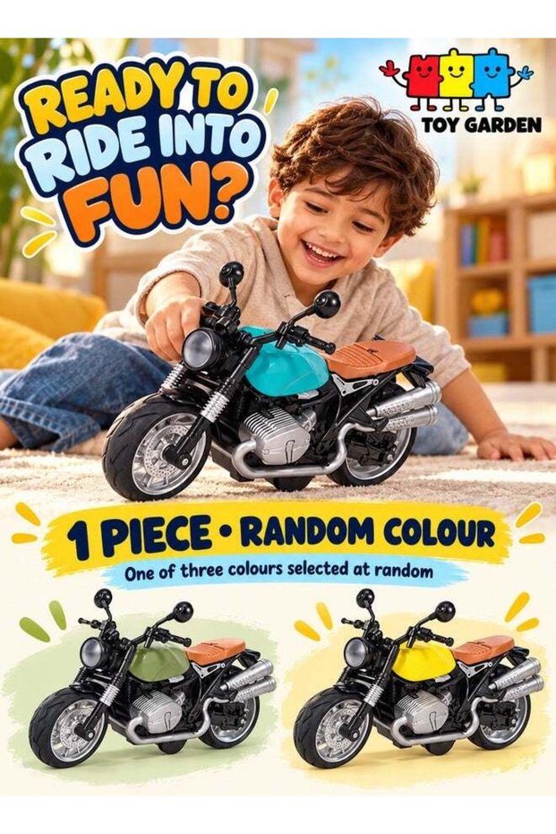 Pull Back Motorcycle Toy – Pack of 1 Assorted Colors with Lights & Sound | Realistic
