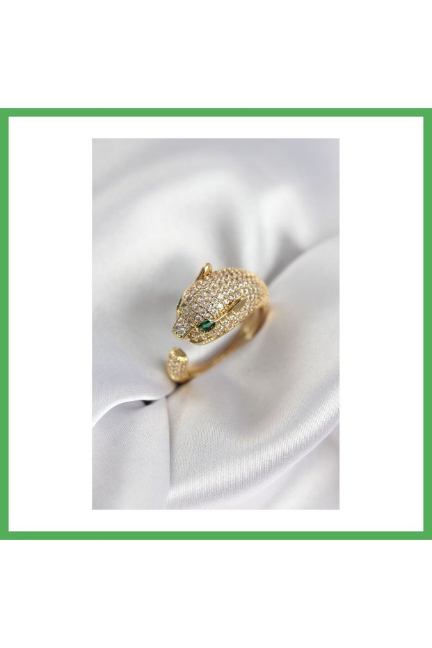 Jaguar Model Gold Color Zircon Stone Women's Ring Bezoss
