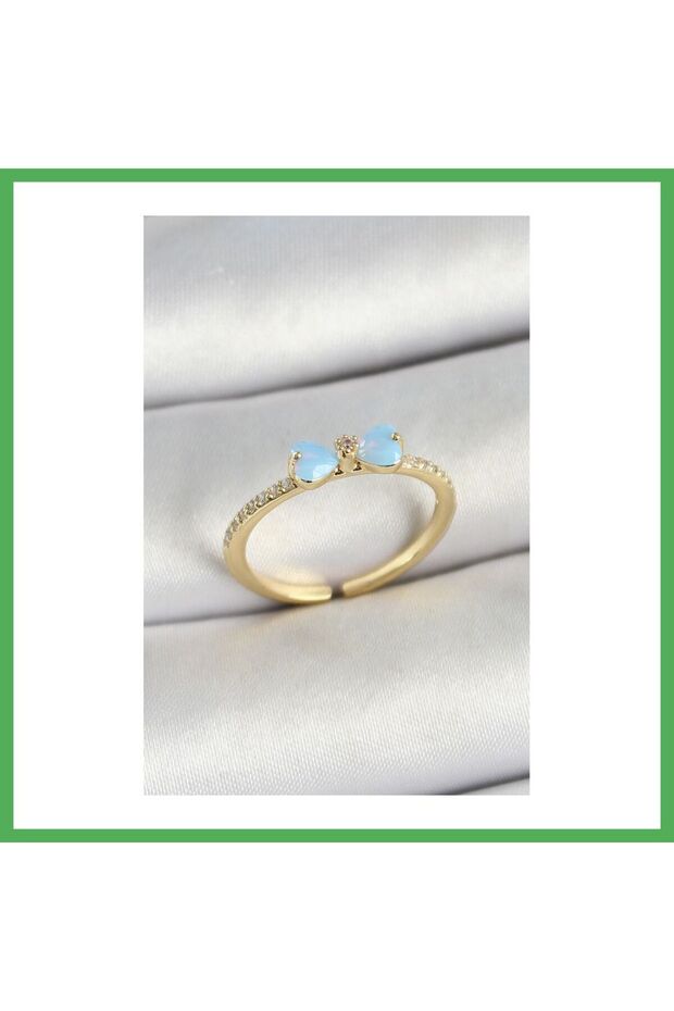 Brass Bow Figured Zircon Stone Gold Color Adjustable Women's Ring Bezoss