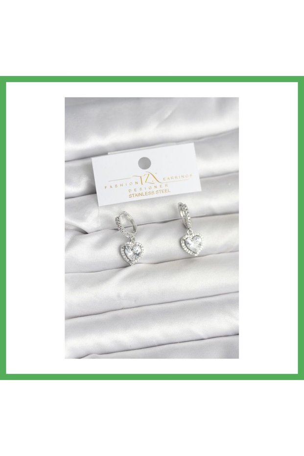 Brass Silver Color Zircon Stone Model Women's Earrings Bezoss
