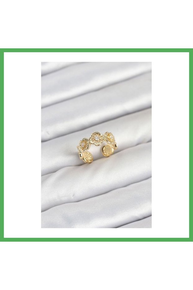 Brass Gold Color Clover Model Women's Ring Bezoss