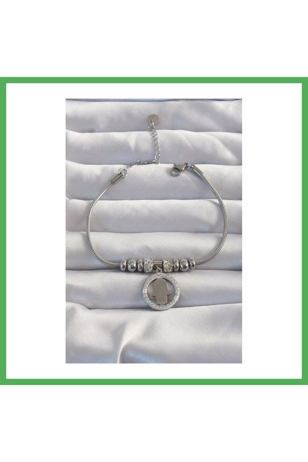 316L Steel Silver Color Zircon Stone Accessory Fatma Ana Hand Bracelet Bezoss