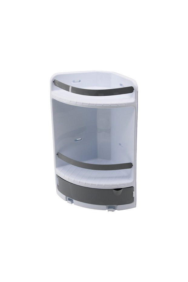 3-Tier Triangular Bathroom Corner Shelf with Drawers 37X28X18X18 cm Pack of 8