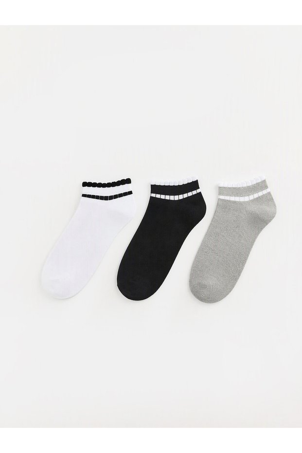 Ecru Striped Women's Ankle Socks, 3-Pack—The ALITA CITY Difference