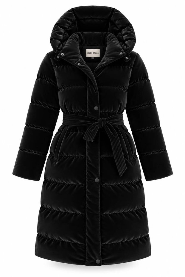New Season Women's Belt Detailed Midi Length Puffer Coat