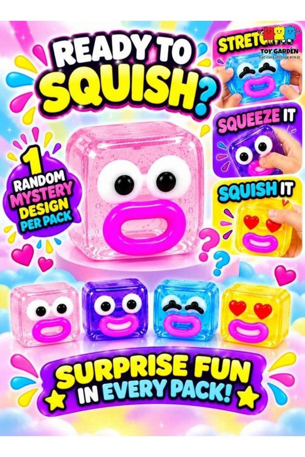 Assorted Mystery Squishy Cube Toy, 1 Piece Random Funny Facial Expression Design, Soft