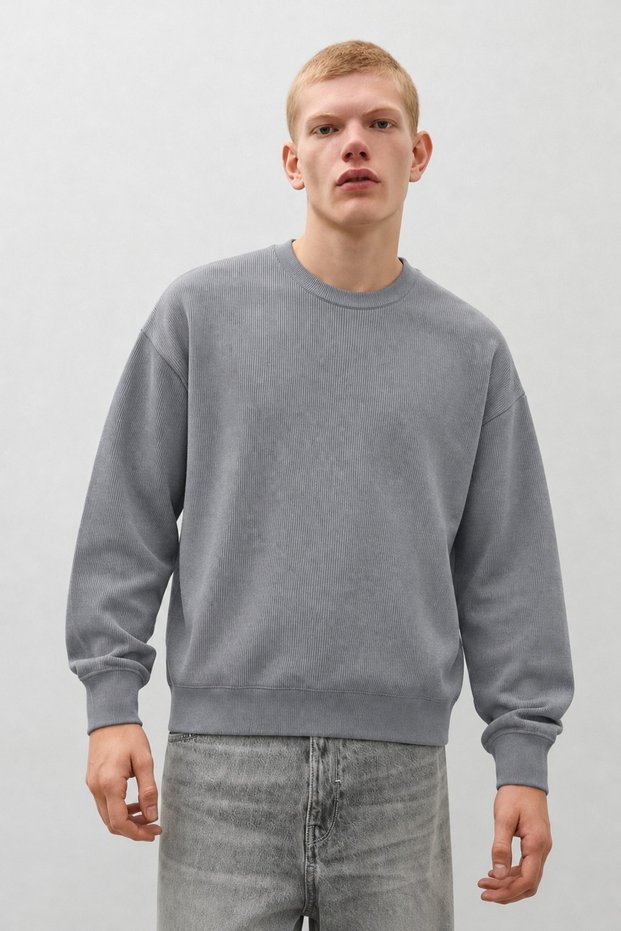 Men's Casual Wear Long Sleeve Crew Neck Anthracite Sweatshirt