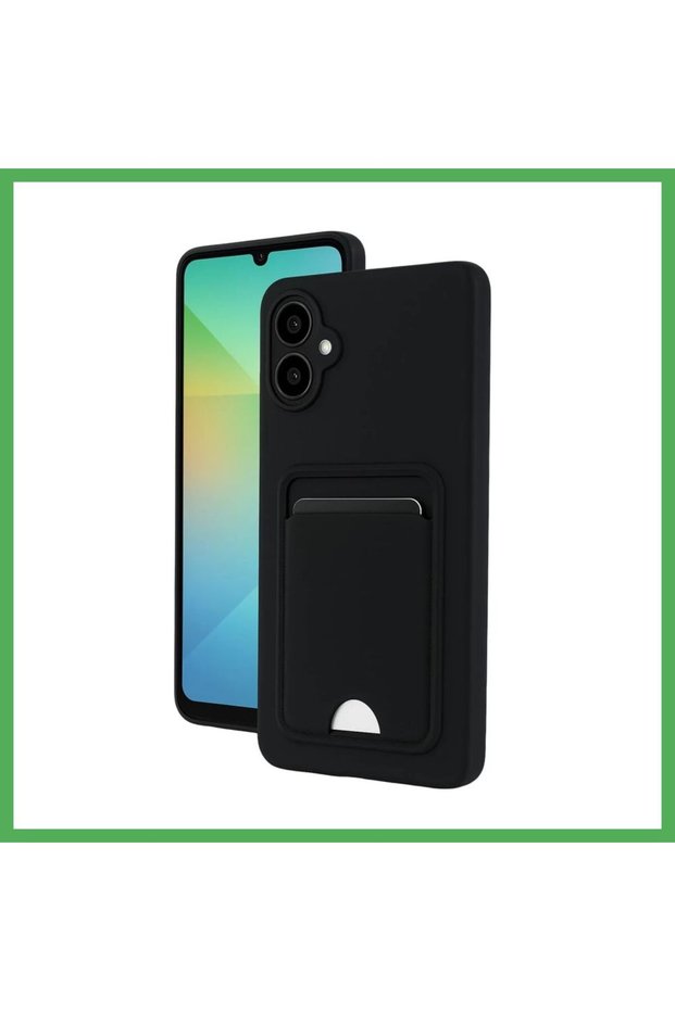 Samsung Galaxy A06 Compatible Case Kelvin Silicone with Business Card Holder - Black Bezoss