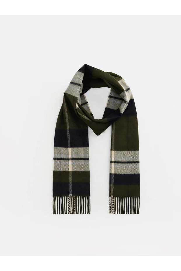 Khaki Plaid Patterned Men's Scarf