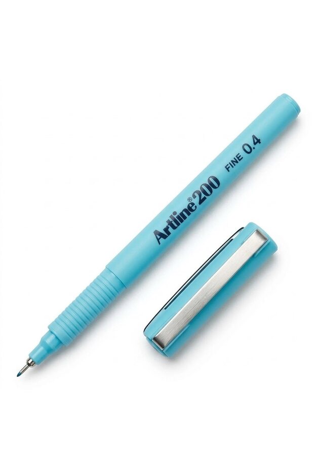 200 Fine Felt Tip Writing and Drawing Pens 0.4 mm Light Blue