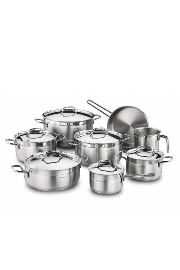 Korkmaz Alfa Grande 14 Pieces Stainless Steel Cookware Set |Stainless Steel Tri-Ply Sandwich Base