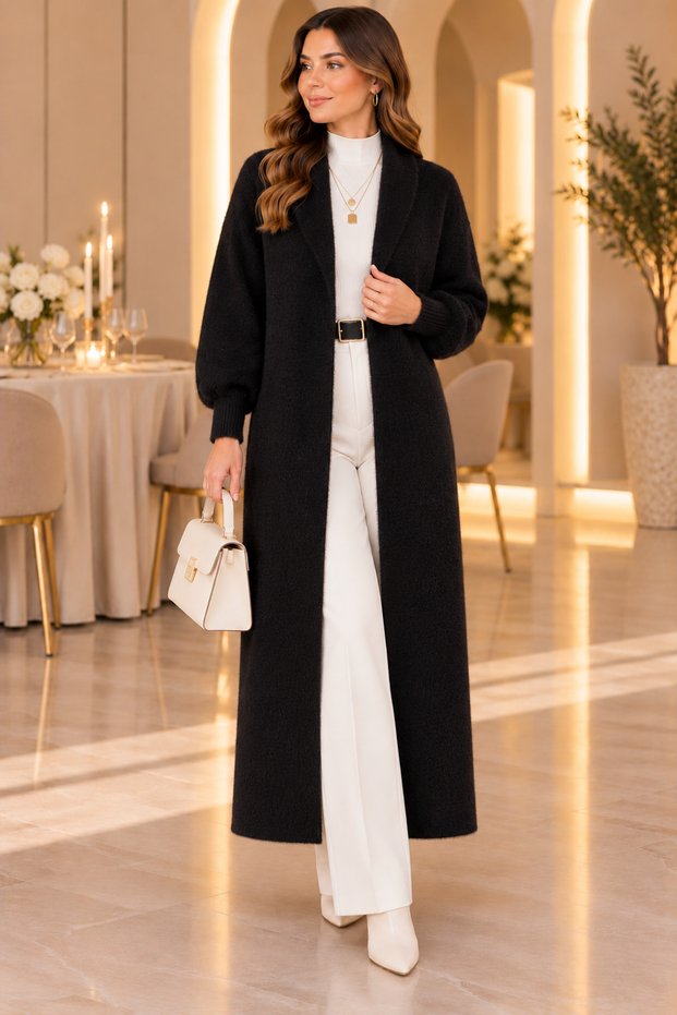 Women's Beard Fabric Long Cardigan Relaxed Fit Standard Size