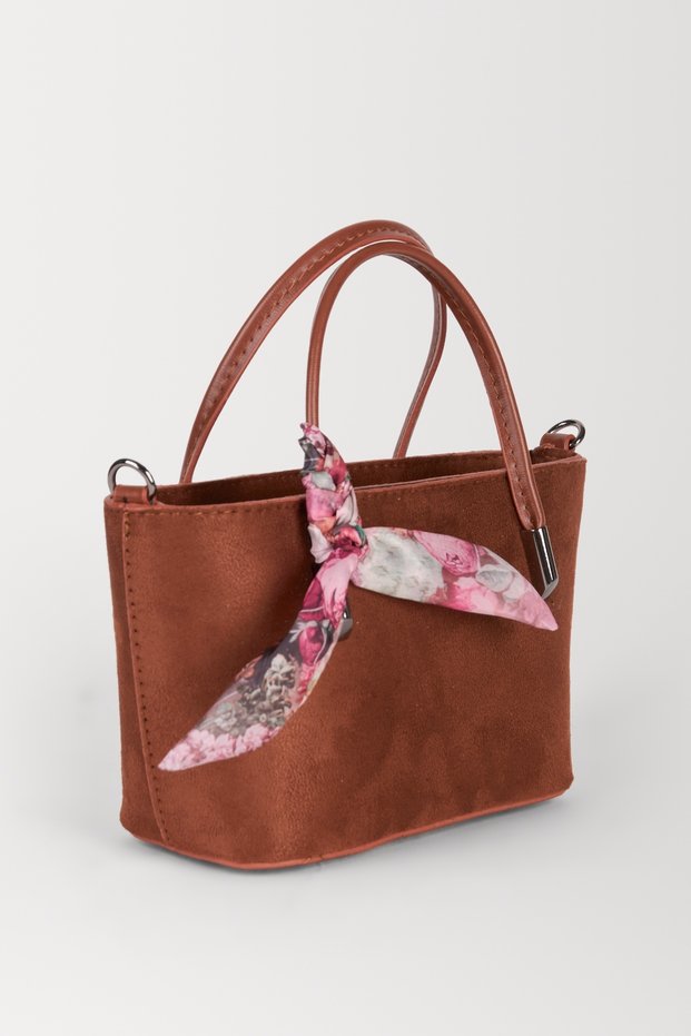 Women's Tan Suede Scarf Gift Crossbody Lined Zippered Mini Hand and Shoulder Bag