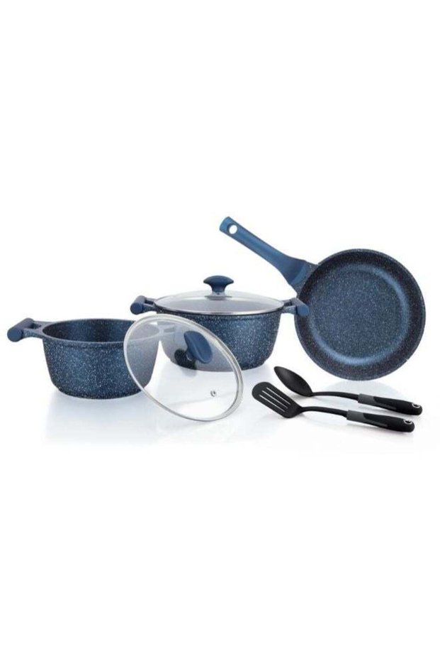Essentials Granite 7 Piece Non-Stick Cast Aluminium Cookware Set | Induction Compatible