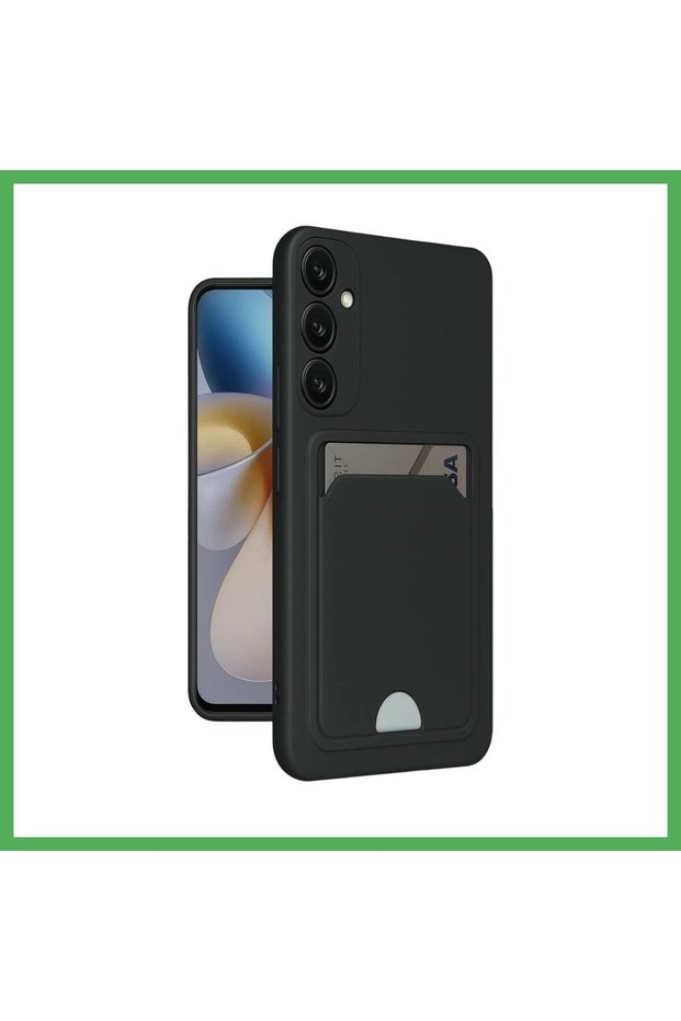 Samsung Galaxy M15 Compatible Kelvin Silicone with Business Card Holder - Black Bezoss