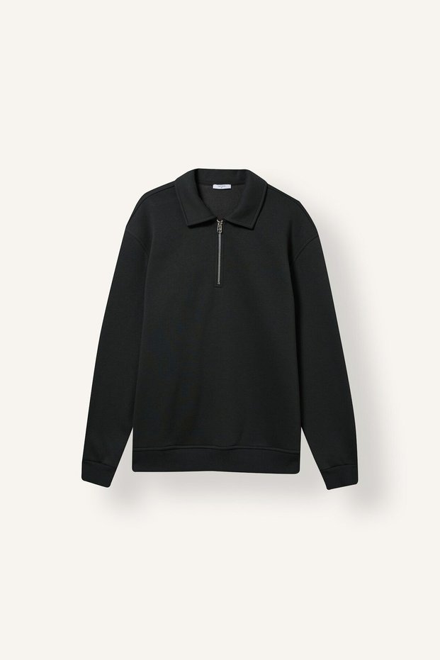 Cotton Regular Fit Polo Collar Thick Fabric Basic Sweatshirt H1833Ax26Au