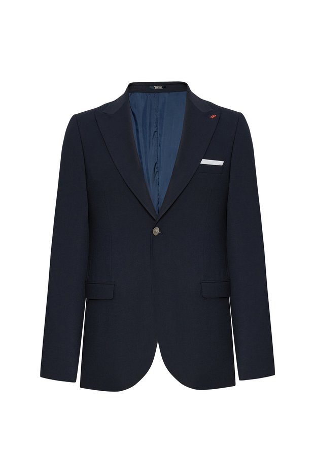 Slim Fit Navy Blue Dobby Suit